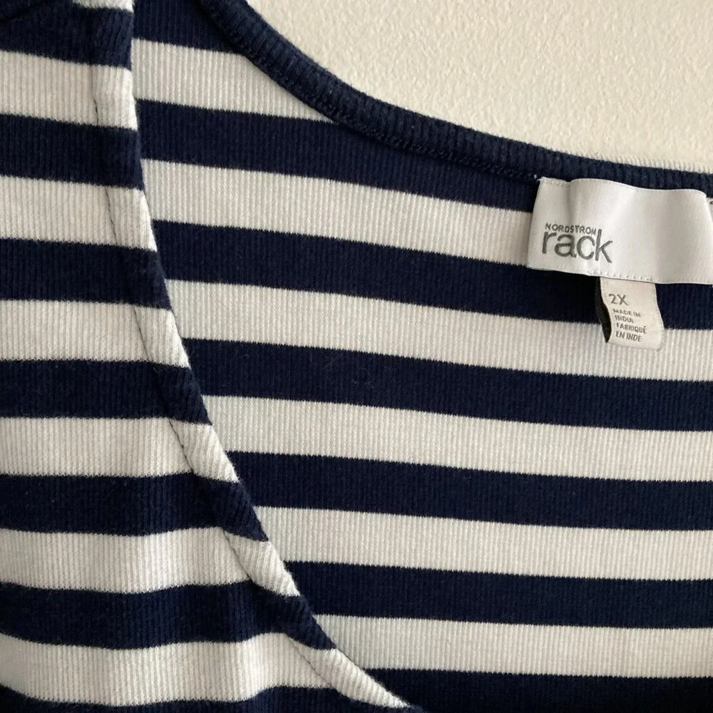 Nordstrom Rack White Navy Stripe Short Sleeve Shirt - Picture 4 of 8
